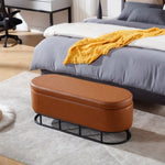 ZUN Oval Storage Bench for Living Room Bedroom End of Bed,Upholstered Storage Ottoman Entryway Bench W1439126959