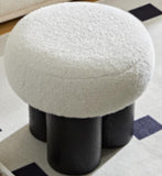 ZUN W8017-1 White lamb wool seat, barrel PVC pipe with black ash willow W2085129980