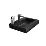 ZUN BB02-24-109, Integrated engineered quartz basin WITHOUT drain and faucet, matt black color W1865107120