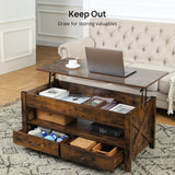 ZUN EVAJOY Lift Top Coffee Table, Modern Coffee Table with 2 Storage Drawers and Hidden Compartment 45548394