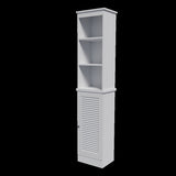 ZUN Bathroom Storage Cabinet with 3 Open Shelves & Single Door, Floor Freestanding Tall Linen T2359P154346
