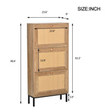 ZUN 3 Flip Drawer Shoe Cabinet Rattan Shoe Cabinet Organizer Freestanding Shoe Rack Storage Cabinet with W1908119459