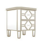 ZUN Elegant Mirrored 2-Drawer Side Table with Golden Lines for Living Room, Hallway, Entryway WF302316AAN
