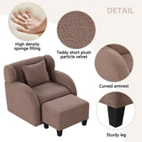 ZUN Swivel Accent Chair with Ottoman, Teddy Short Plush Particle Velvet Armchair,360 Degree Swivel WF303390AAD