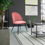 ZUN Dining Chair, Pink Velvet, Metal Black legs, Set of 2 Side Chairs W116440255