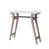 ZUN Faux Marble Top Console Table, Home Entryway Table with Shelve in Faux Marble White & Dark Taupe B107130917