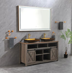 ZUN 84*36 LED Lighted Bathroom Wall Mounted Mirror with High Lumen+Anti-Fog Separately Control W127260138