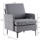 ZUN Lounge Chair, Comfy Single Sofa Accent Chair for Bedroom Living Room Guestroom, Dark Grey 88011294