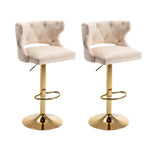 ZUN Bar Stools With Back and Footrest Counter Height Dining Chairs-Velvet Beige-2PCS/SET W67663285