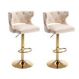 ZUN Bar Stools With Back and Footrest Counter Height Dining Chairs-Velvet Beige-2PCS/SET W67663285