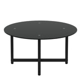 ZUN 35.5'' Round Whole Black Coffee Table, Clear Coffee Table,Modern Side Center Tables for Room, 88177901