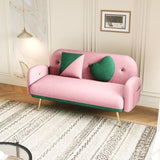 ZUN 2156 sofa includes 2 pillows 58" pink velvet sofa for small spaces W127866465