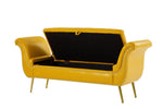 ZUN Yellow, PU Leather, Metal Feet Upholstered Ottoman Bedroom Lounge Ottoman Flip Top Storage Sofa 74324756