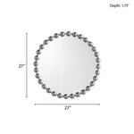 ZUN Beaded Round Wall Mirror 27"D B03599368