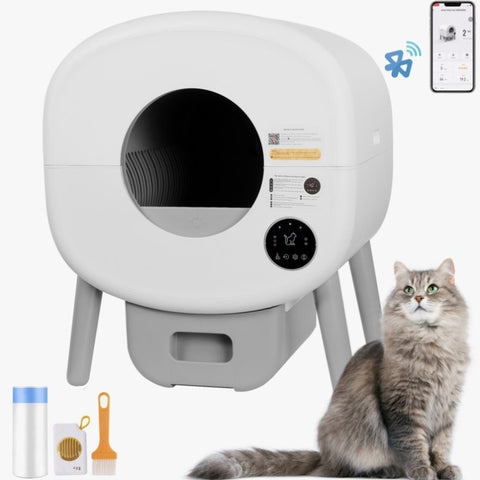 ZUN Automatic Smart Cat Litter Box, Large Capacity Self-Cleaning Litter Box with W1655P155239