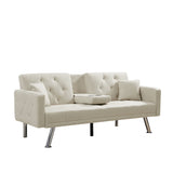 ZUN Multi-functional linen sofa bed-Beige 95511888