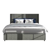 ZUN Anna Queen Size Gray Linen Upholstered Wingback Platform Bed with Patented 4 Drawers Storage, Modern B083115499