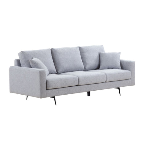 ZUN Modern Three Seat Sofa Couch with 2 Pillows, Light Grey Perfect for Every Occasion W87672264