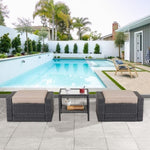 ZUN Wholesale Garden Outdoor Grey Ottoman Patio Ottomans And Footstools Furniture Set With Coffee Table W1828P150080