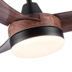 ZUN 42 In Intergrated LED Ceiling Fan Lighting with Brown Wood Grain ABS Blade W136755960