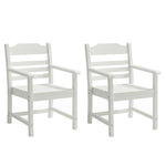 ZUN Patio Dining Chair with Armset Set of 2, Pure White with Imitation Wood Grain Wexture,HIPS Material W1209107723