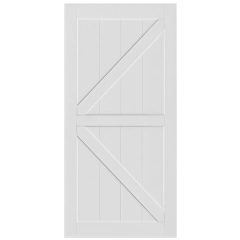 ZUN CRAZY ELF 32" x 84" "K" Style Real Primed Door Slab, DIY Panel Door, Modern Interior Barn Door, W93642089