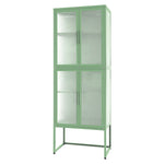 ZUN Stylish 4-Door Tempered Glass Cabinet with 4 Glass Doors Adjustable Shelves U-Shaped Leg Anti-Tip W1673127689