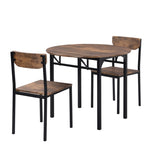 ZUN TOPMAX Modern 3-Piece Round Dining Table Set with Drop Leaf and 2 Chairs for Small Places,Black WF290234AAB