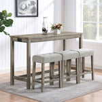ZUN Bar Table Set with Power Outlet, Bar Table and Chairs Set, 4 Piece Dining Table Set, Industrial W1781110632