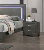 ZUN Metallic Gray Color Nightstand Bedroom 1pc Nightstand Solid wood Acrylic Hardware 2-Drawers bedside B011126171