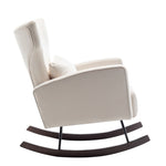 ZUN Velvet Nursery Rocking Chair, Accent Rocking Chair with with Solid Metal Legs, Upholstered Comfy W109577118