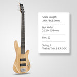 ZUN Full Size GIB 6 String H-H Pickup Electric Bass Guitar Bag Strap Pick 98853005