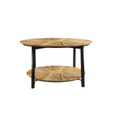 ZUN 31.5 "Round Coffee,Stand Wooden Double Layer Coffee with Open Storage Space and Metal W757138624