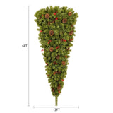ZUN 6ft Upside Down Hanging Quarter Tree, Christmas tree hanging from the ceiling, Xmas Tree with 300 PX307764AAF