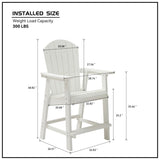 ZUN HIPS Bar Chair with Armrest,Patio Bar Chair Set of 2, White W1209107719