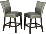 ZUN Modern Counter Height Chairs Silver Faux Leather Tufted Set of 2 High Chairs Dining Seating B011130017