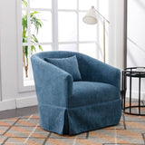 ZUN 360-degree Swivel Accent Armchair Linen Blend Blue W676102324