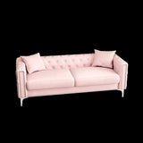 ZUN Charming Addition: 83" Pink Velvet Triple Sofa Set with 2 Complimentary Pillows – Ideal for Any W1278131612