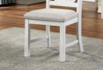 ZUN Lavish Design Distressed White 2pcs Dining Chairs Only, Gray Padded Fabric Seat Dining Room Kitchen B011111836