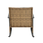 ZUN 3pcs rocking rattan set wholesale leisure chair outdoor rattan rocking chair set grey W640134153