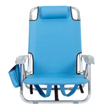 ZUN 63*65*82cm Short Oxford Cloth Silver White Aluminum Tube Bearing 100kg Beach Chair Blue 06110032