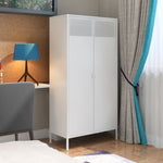 ZUN Metal Wardrobe Cabinet, Armoire Wardrobe Closet Hanging Rod and Doors, Metal Wardrobe Closet 72467009