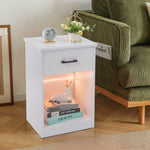 ZUN FCH 40*35*60cm Particleboard Pasted Triamine Single Drawer With Socket With LED Light Bedside Table 45248206
