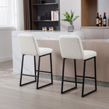 ZUN Low Bar Stools Set of 2 Bar Chairs for Living Room Party Room Kitchen,Upholstered PU Kitchen W1439125952