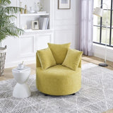 ZUN Modern Chenille Upholstered Swivel Backrest Chair for Living Room, with Movable Wheels, Including 3 W48790921