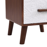 ZUN U-Can Square End Table Side Table with 2 Drawers Adorned with Embossed Patterns for Living Room, WF314371AAD