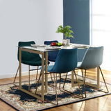 ZUN 47'' Iron Dining Table with Tempered Glass Top, Clear W131467882