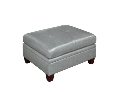 ZUN Contemporary Genuine Leather 1pc Ottoman Grey Color Tufted Seat Living Room Furniture B011127924