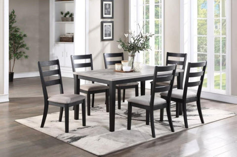 ZUN Natural Simple Wooden Table Top 7pc Dining Set Dining Room Furniture Ladder back Side Chairs Cushion B01146564