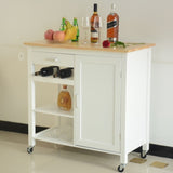 ZUN Kitchen Island Cart with drawers, cabinets, wine racks, partitions, towel racks, White-Beech W42064054